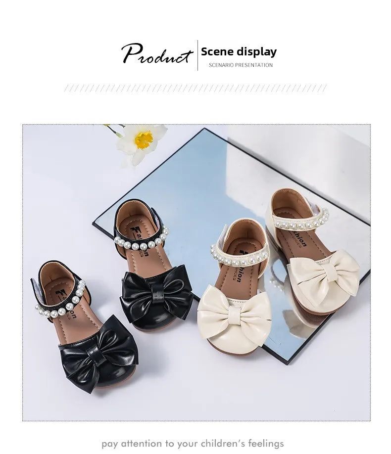 Girls' Sandals and Children's Princess Shoes 2026 Spring New Arrival for Girls Student Rhinestone Bow Performance Shoes