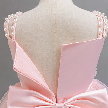 Baby Girl Lace Dresses Sparkling Weddings Pink Dress Elegant Princess Party Tutu Toddler Kids Birthday Baptism Formal Ball Gowns