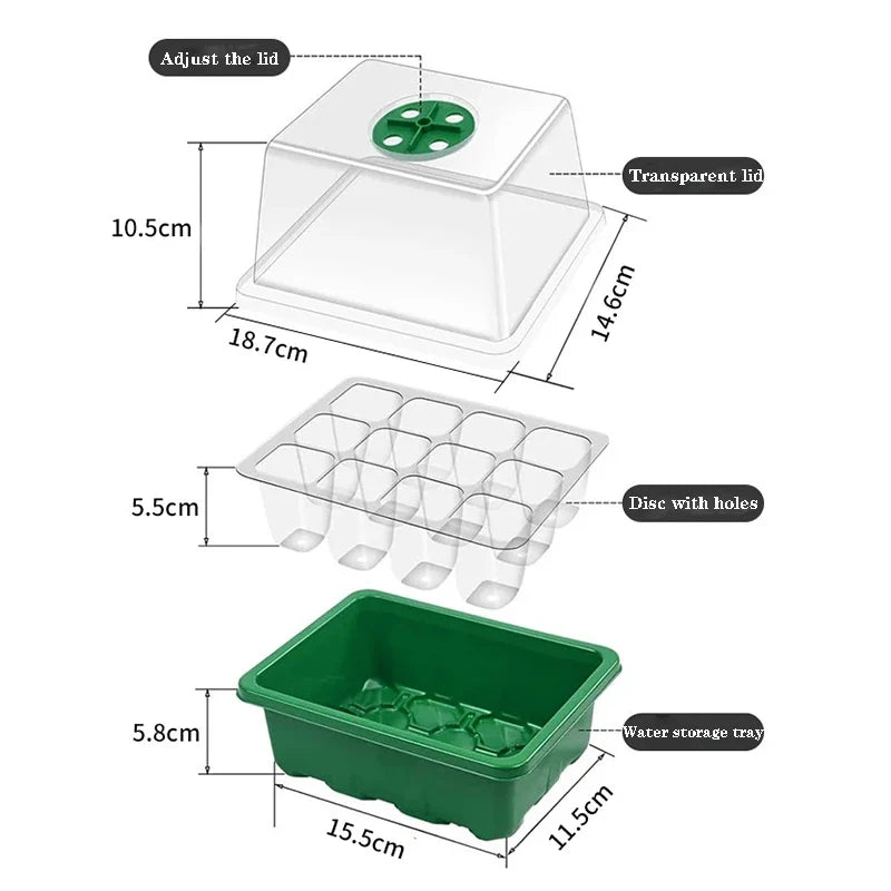 Heightened Three-Piece Set Seedling Box 6/12 Hole with Lid Succulent Vegetable Breeding Pot for Gardening And Plant Care
