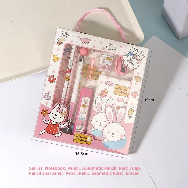 5/8 Stationery Set Notebook Pencil Automatic Pencil Pencil Cap Pencil Sharpener Pencil Refill Geometric Ruler Eraser for Kids
