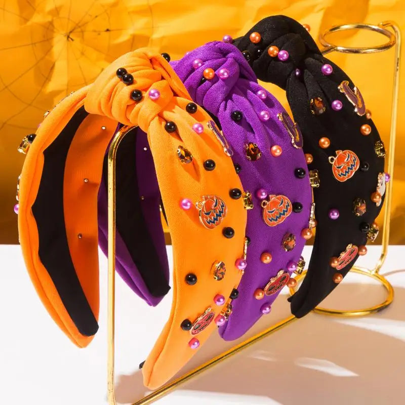 Designer Hair Accessories for Women Featuring Skull, Letters, Diamonds, and Rice Beads, Halloween Styling