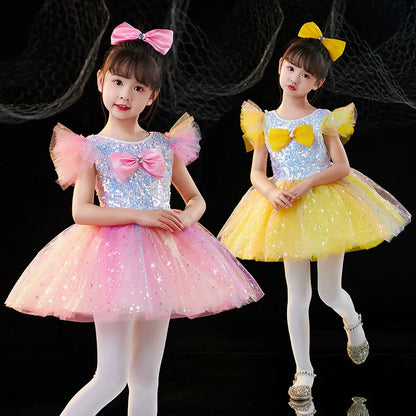 Summer Party Girls Dresses Kids Clothes Vestidos Princess Outfit Girl Dress Tutu Stage Ballet Leotards Dance Costumes Ballerine
