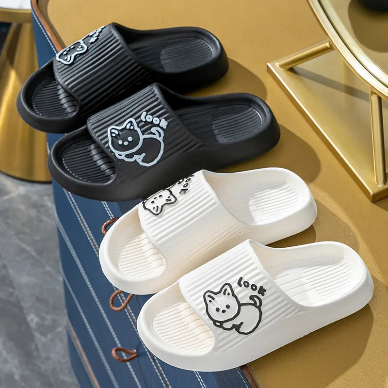 Summer Slippers Bathroom Platform Non-Slip Home Bear Cartoon Flip Flops Beach  Sandals Slides Indoor Outdoor