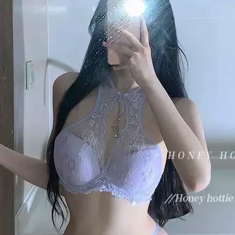 Elegant French Maid Style Lingerie Pure Desire Lace Plunge Bra Set Magic Lift Push Up Outward Expansion Gathering MOYISU Sexy AB