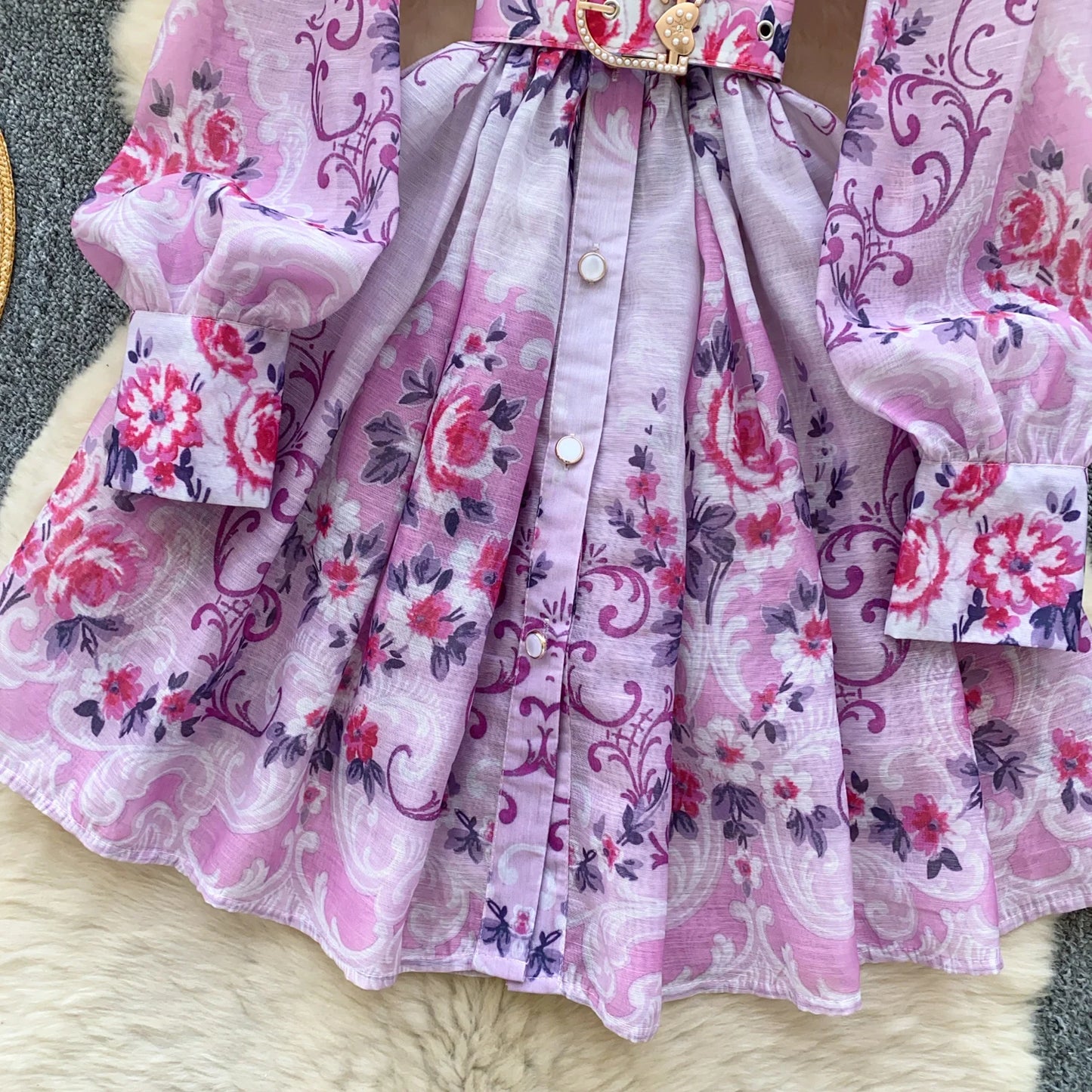 France Elegant Vintage Palace Evening Dress Women Sashes Button Print Short Party Dress Female Casual Chic Festival Clothing New