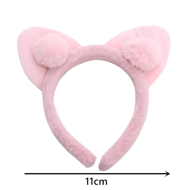 Hair Band Female Wash Face Cat Ears Headband Net Red Simple Cute Girl Heart Wide-brimmed Plush Hair Band Hairpin Head Jewelry