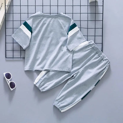 New Children's Cool Loose Fit Sportswear Korean Edition Baby Short Sleeve T-shirt 2 Pieces