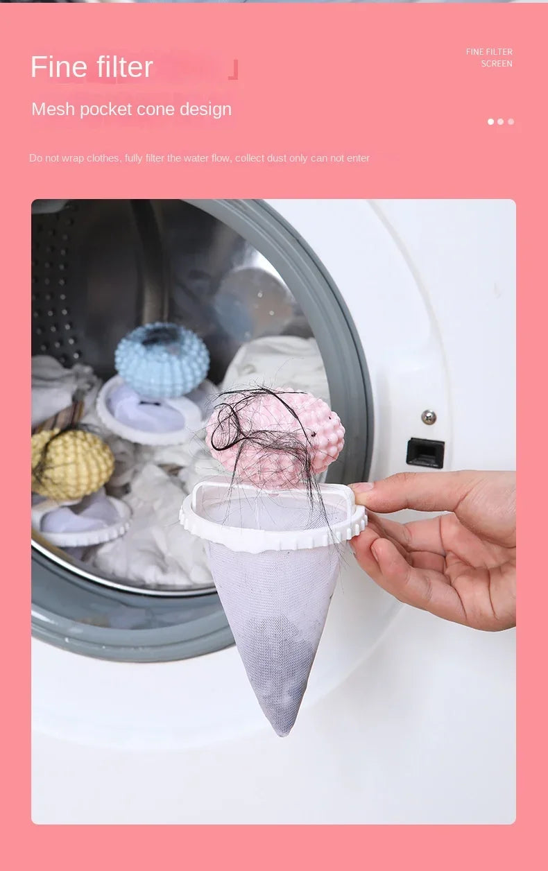 2-in-1 laundry ball hair removal machine, floating velvet filter bag, reusable laundry ball, clothes and hair cleaning tool