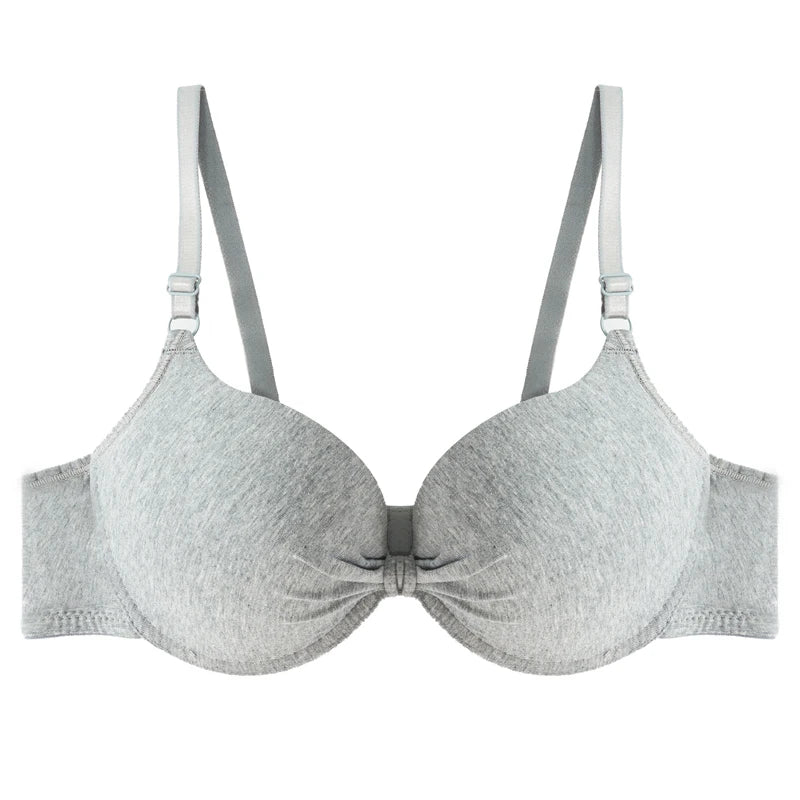 Women's Sexy Cotton Gathered Bra Deep V Underwire Ladied  Brassiere Push Up Lingerie Solid Bras Backless Intimate Underwear (Available)