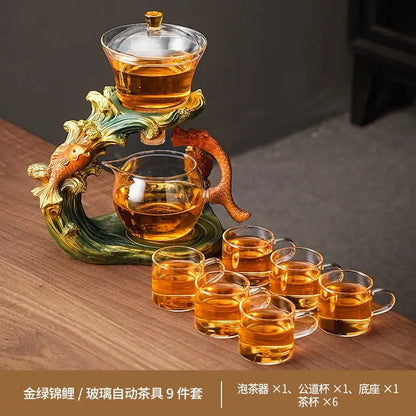 Lazy Glass Automatic Tea Set Business Gift High Borosilicate Dragon Kung Fu Teaware Sets