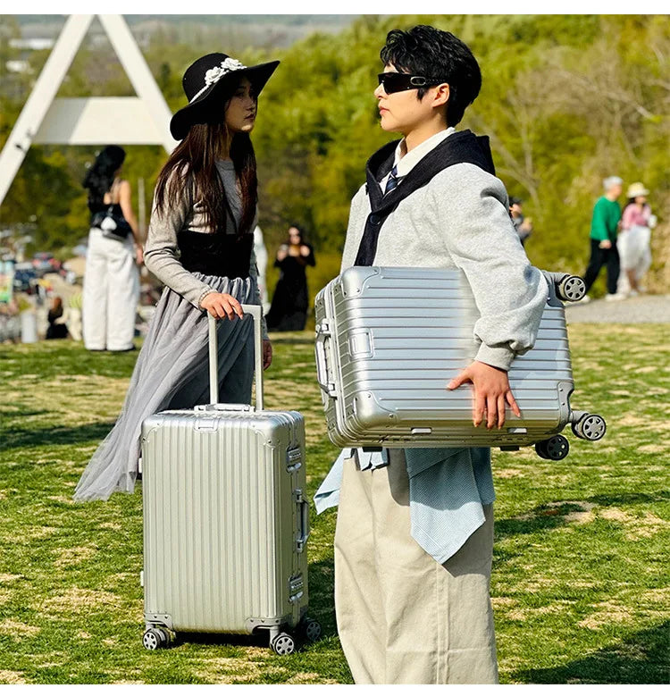 Magnesium Aluminum Alloy Luggage Set, 20" Carry-On & 28" Travel Suitcase with TSA Lock, Lightweight Durable