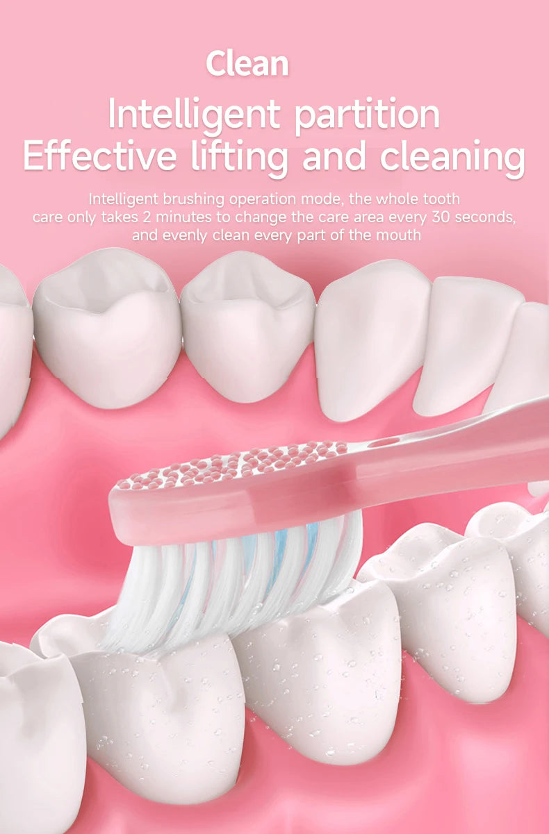 1pc White/Pink Electric Toothbrush Adult Model Soft Bristle Electric Toothbrush Battery Model Family Set Electric Toothbrush