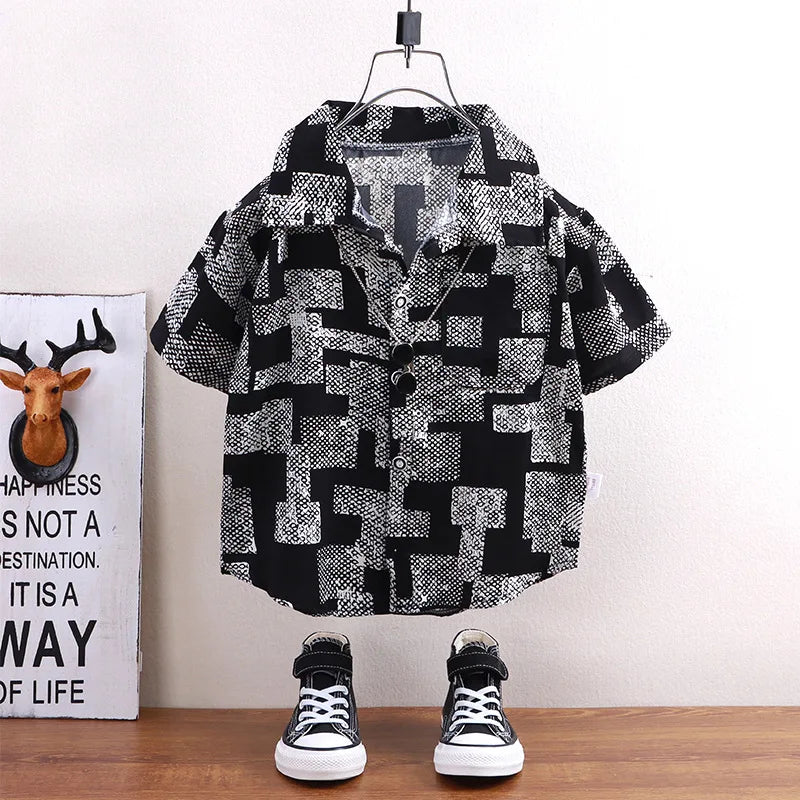 Children's shirts summer style short sleeved boys' tops baby coats children's clothing Hong Kong style casual trend wholesale