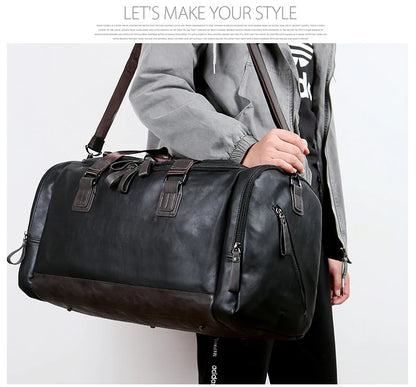 PU Leather Travel Duffel Bag Luggage Weekender Overnight Tote for Men Women Gym Sports Crossbody Carry on Waterproof  Handbags