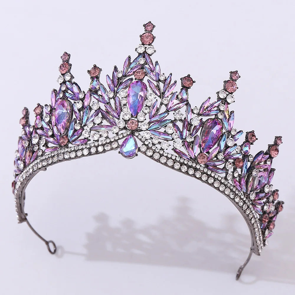 Luxury Big Water Drop Crystal Opal Tiara For Women Girls Wedding Bridal Birthday Party Crown Hair Dress Accessory