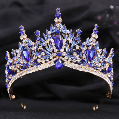 Luxury Big Water Drop Crystal Opal Tiara For Women Girls Wedding Bridal Birthday Party Crown Hair Dress Accessory