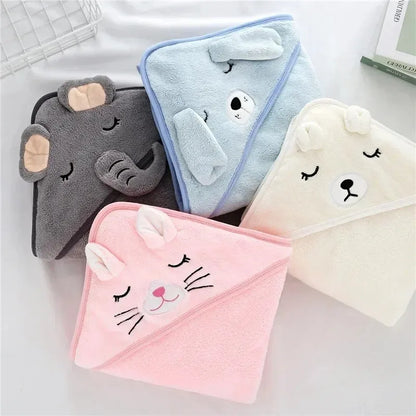 -Cartoon Animal Baby Hooded Bath Towels Toddler Bathrobe Warm Sleeping Swaddle Wrap for Boys Girls Newborn Soft Towel Blanket