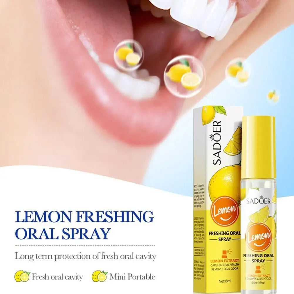  SADOER 1PCS Protable Fragrance Lemon Oral Fresh Mouth Breath Spray Fresh Bad Breath Spray No Eliminate Alcohol N9A8