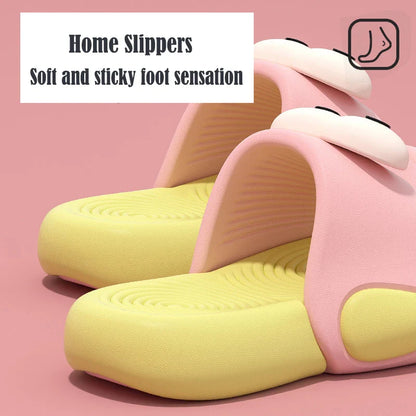New Child Slippers Lovely Big Eyes Pattern Girls' Shoes EVA Thick Sole Ssandals For Kids Comfortable Girl Slippers