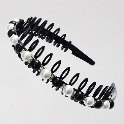 Wild Girls  Non-slip Rhinestone Toothed Pearl Headband Hair Band Hair Accessories Wash Face Hair Hoop
