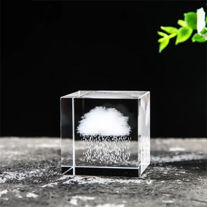 Rain Clouds Raindrop Cloud Square Crystal Ornaments Heart Shape Home Office Decor Birthday Valentine's Day Gifts