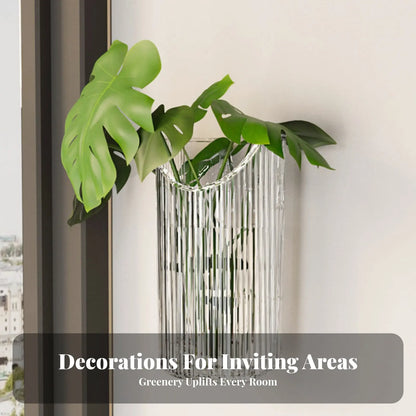 Adhesive Plant Holder No-Tools-Needed Installation Adhesive Ribbed Flower Holder Hydroponics Compatible Space-Saving
