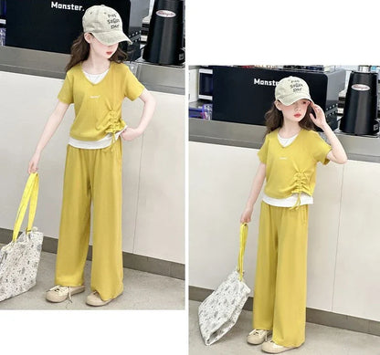 Child Summer Outfit Clothes for Teens Elementary Kids Girl Set Sweatshirt Korean Reviews Many Girls Student Suit 11