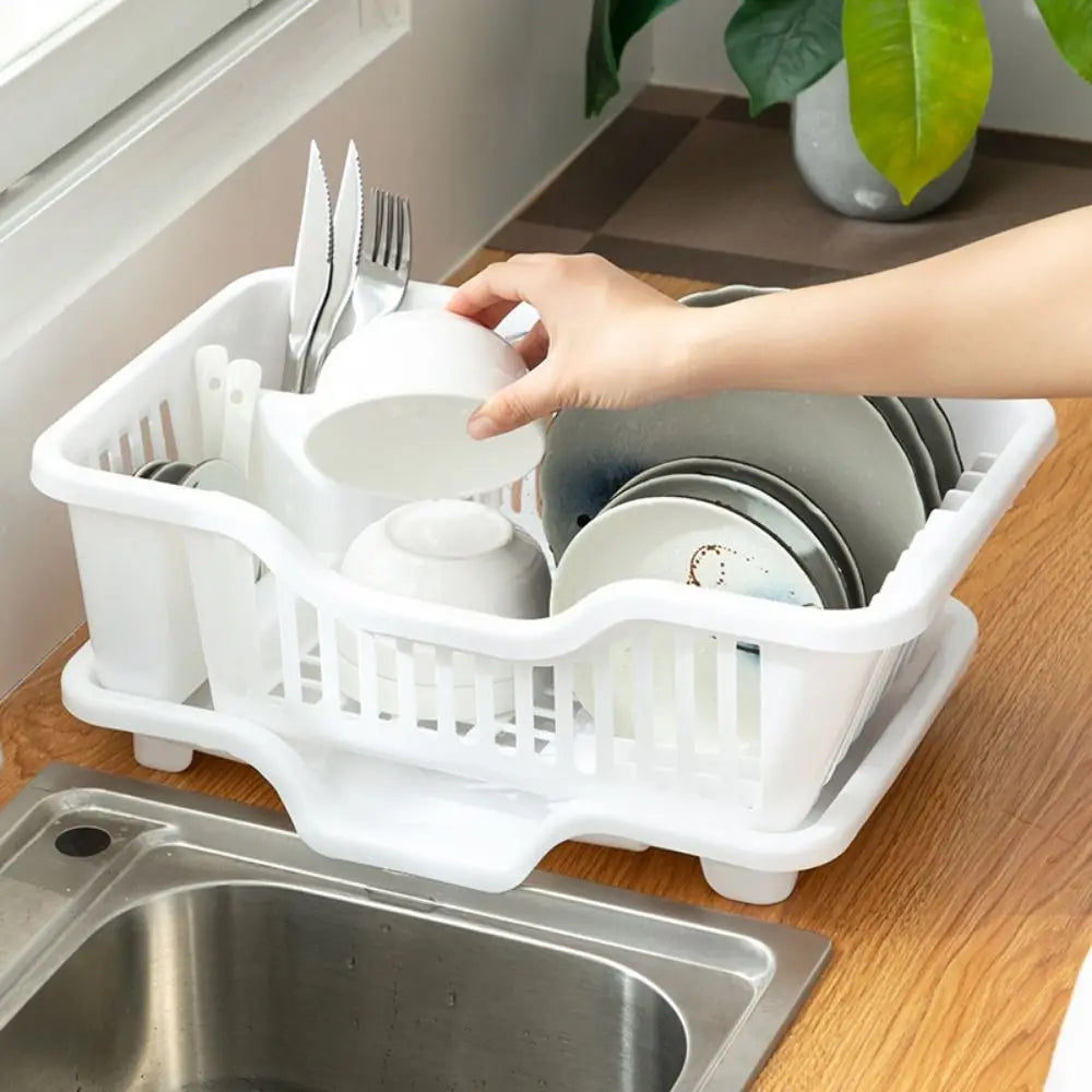 Dish Drying Kitchen Utensils Drainer Rack with Drain Board Countertop Dinnerware Plates Bowls Chopsticks Spoons Organizer (Available)