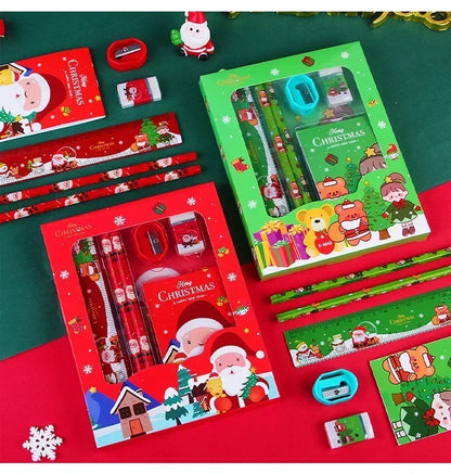 Pencil Stationery Set GIfted By Santa Claus Children Student Office Supplies Kawaii Kids Prize Birthday Christmas New Year