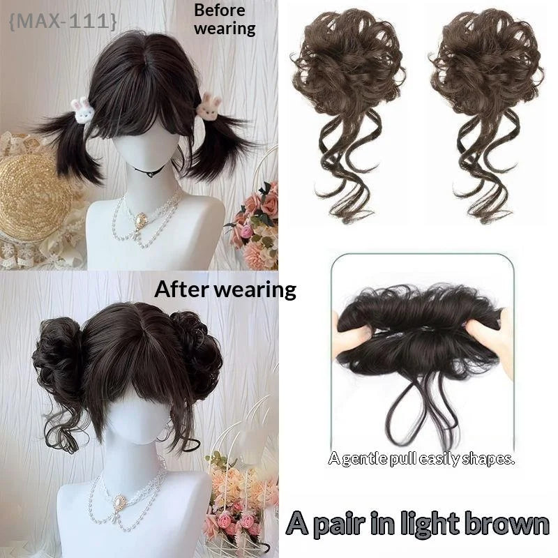 Messy Bun Hair Piece Tousled Updo With Tendrils Hair Bun Extensions Wavy Curly Hair For Women (Available)