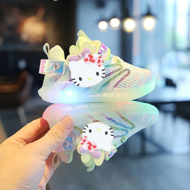 Sanrio children's cartoon hello kitty boys girls non-slip soft Light up casual shoes sports shoes student running shoes LED