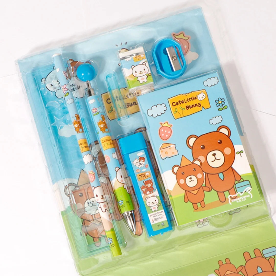 5/8 Stationery Set Notebook Pencil Automatic Pencil Pencil Cap Pencil Sharpener Pencil Refill Geometric Ruler Eraser for Kids
