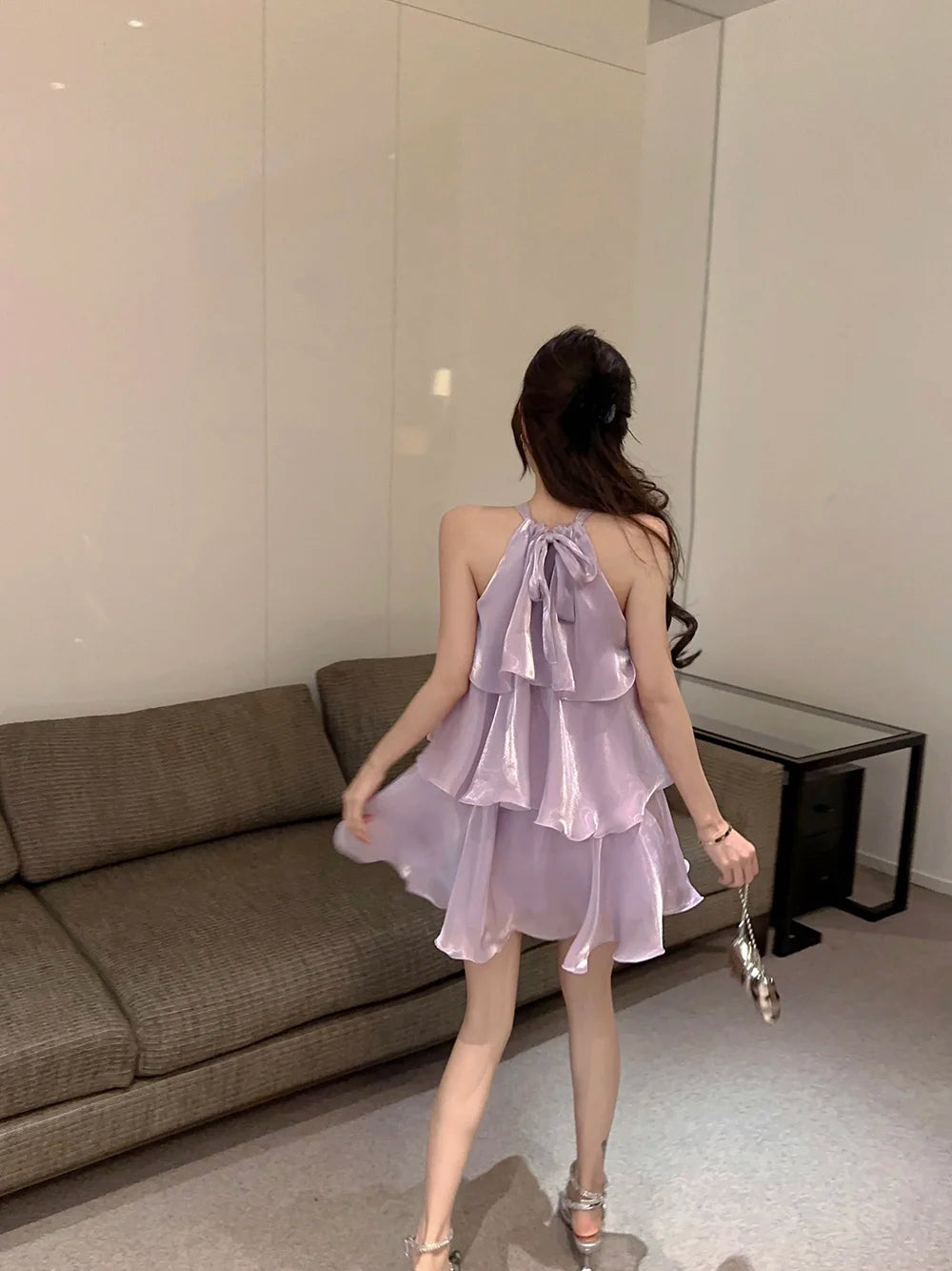 Woman Dress Elegant Sweet Sleeveless Ruffles Mesh Loose Summer New Cake Mini Dresses Solid Sexy Female Casual Fairy 2026