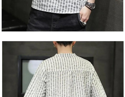 Men's Light Blue Denim Shirt Oversized Short Sleeve Button-Down Casual Top(Available)