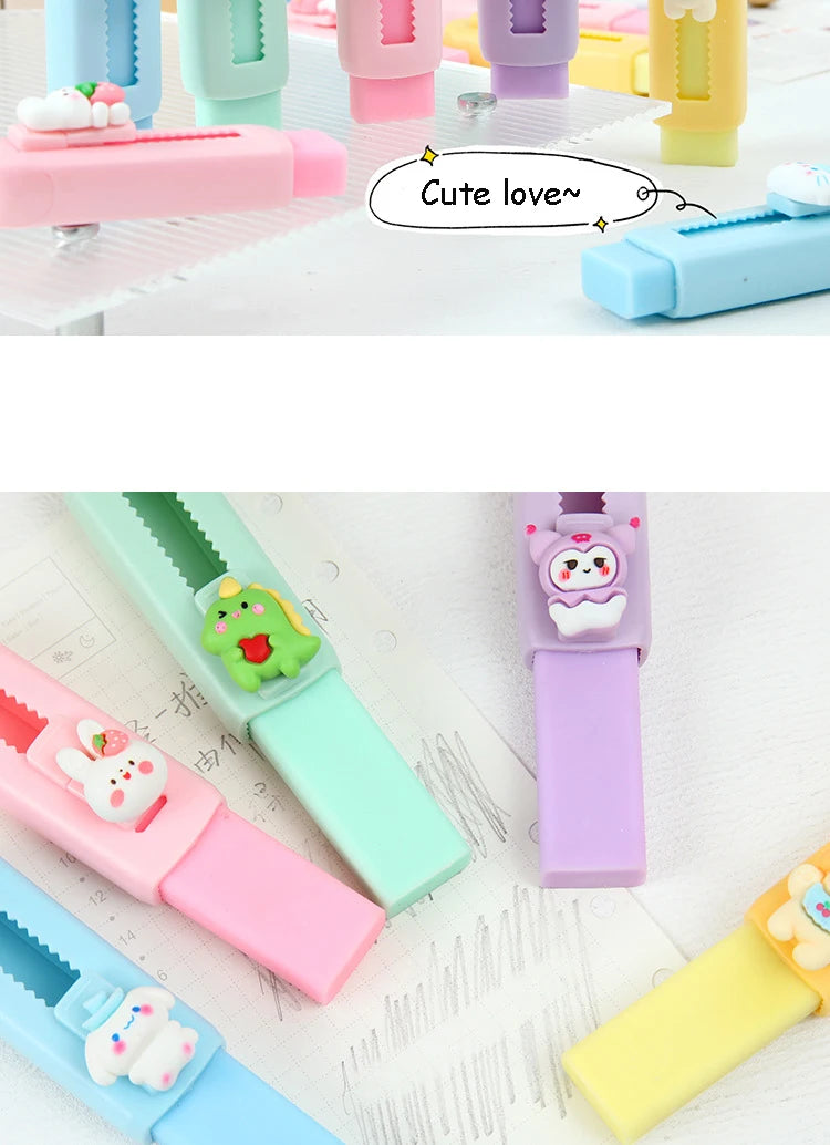 1Pcs Creative Push-pull Cartoon Eraser Macaron Colored Eraser Telescopic Kawaii Children's Pencil Eraser Student Stationery