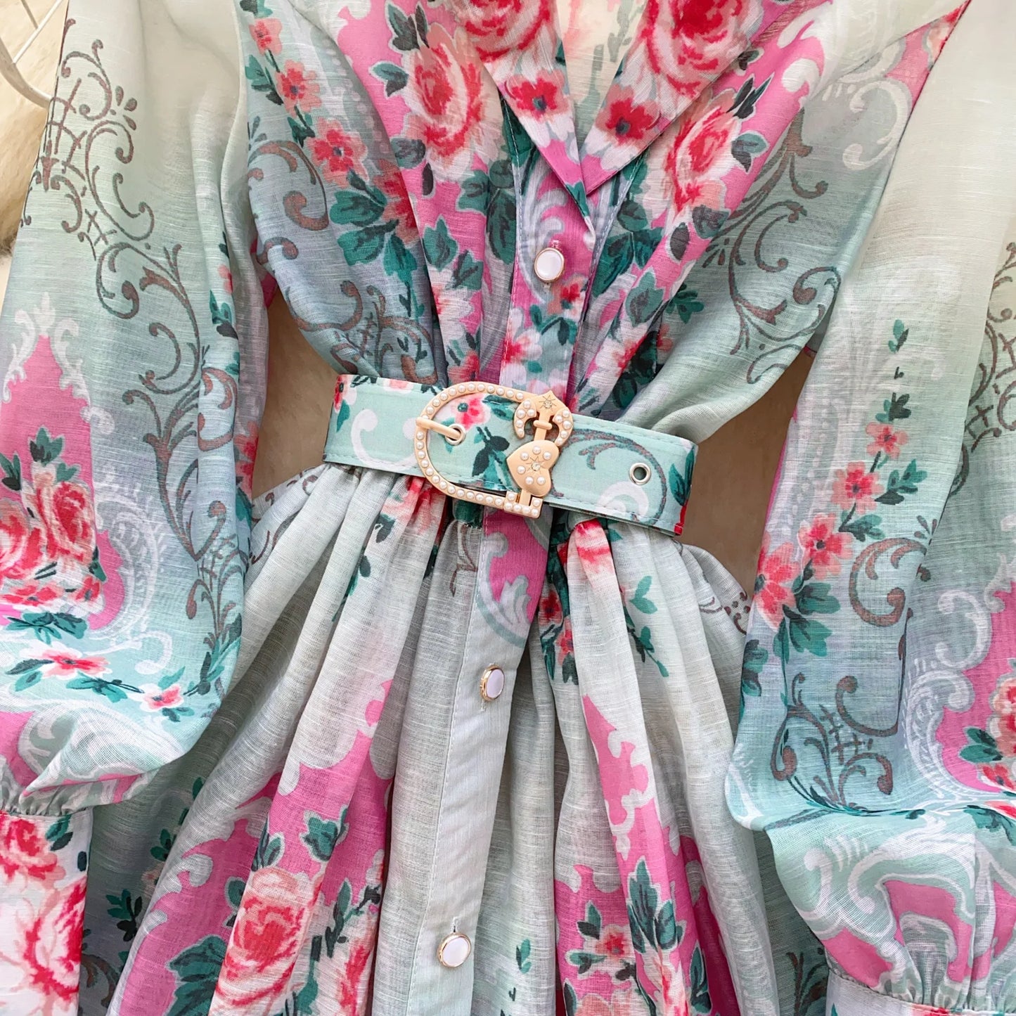 France Elegant Vintage Palace Evening Dress Women Sashes Button Print Short Party Dress Female Casual Chic Festival Clothing New