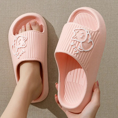 Summer Slippers Bathroom Platform Non-Slip Home Bear Cartoon Flip Flops Beach  Sandals Slides Indoor Outdoor