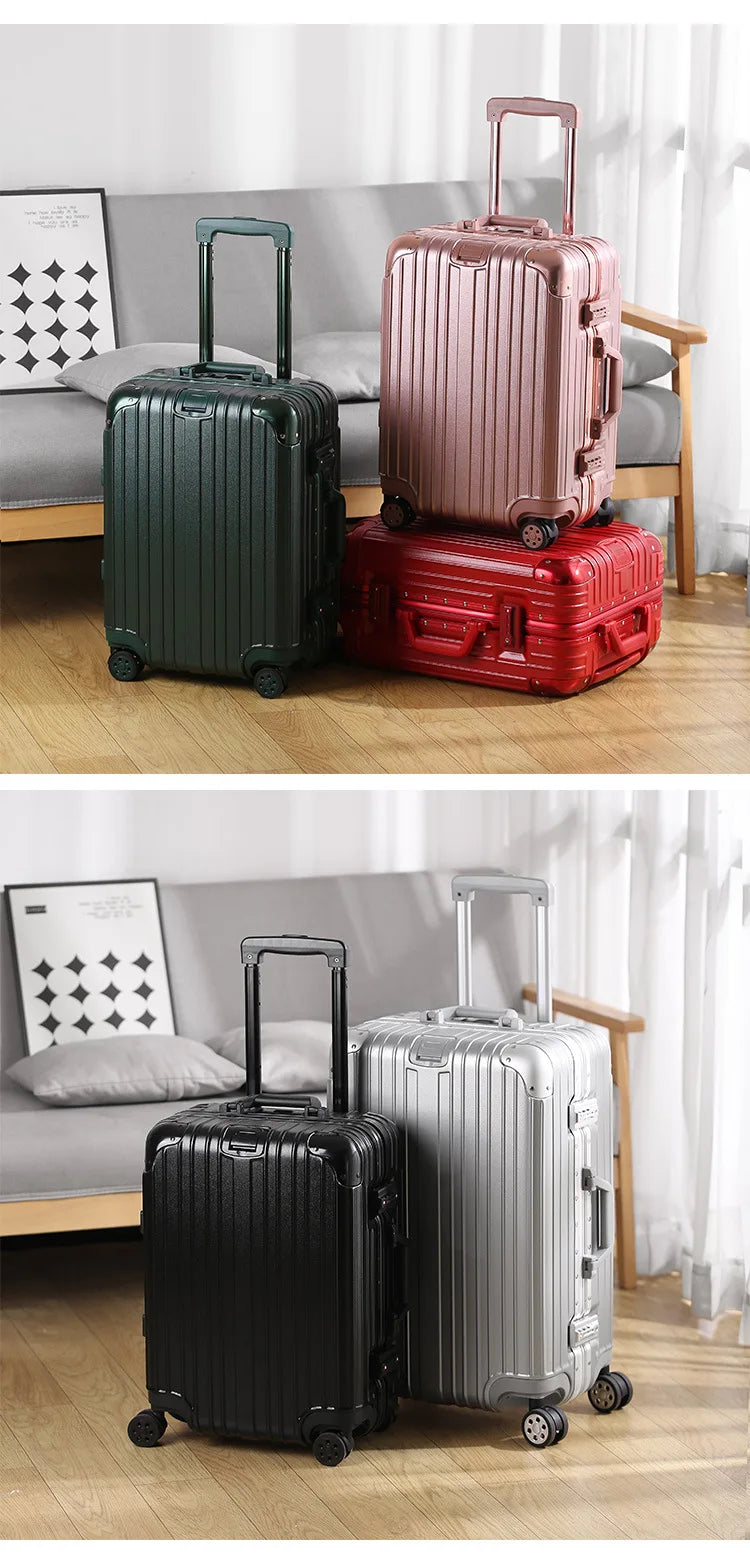 Magnesium Aluminum Alloy Luggage Set, 20" Carry-On & 28" Travel Suitcase with TSA Lock, Lightweight Durable