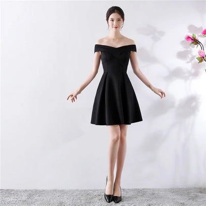 Ele ort aduation Host Dr One oulder Slimming A-Line Skirt Sweet Evening Gown Polyester Fiber Zipper Waist