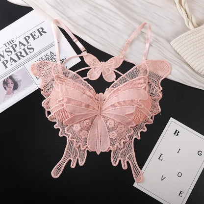 Sexy Butterfly Lace Bras For Women Backless All-in-one Bralette Woman Underwear Female Lingerie Flower Hollow-out Bra Brassiere