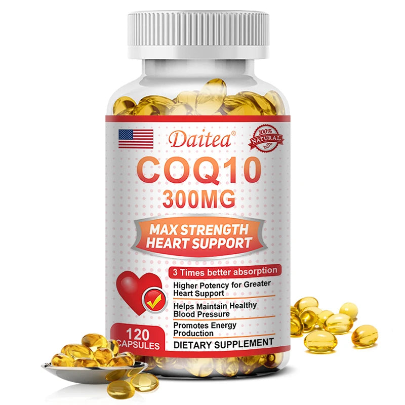 Coenzyme Q10 Capsules, 300 Mg Each, To Promote Cardiovascular Health and Heart Health, Provide Energy To Support Joint Health