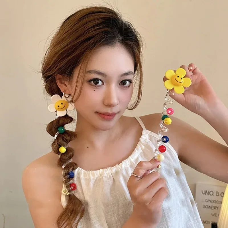 Spring Summer Sweet Hairstring Hair Sunflower Bubble Braid Braiding Artifact Tycho Candy Color Phone Line Hairband Для Волос