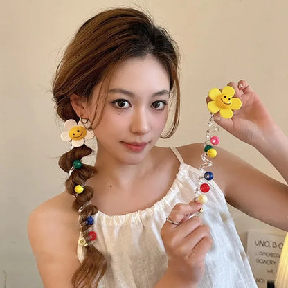 Spring Summer Sweet Hairstring Hair Sunflower Bubble Braid Braiding Artifact Tycho Candy Color Phone Line Hairband Для Волос