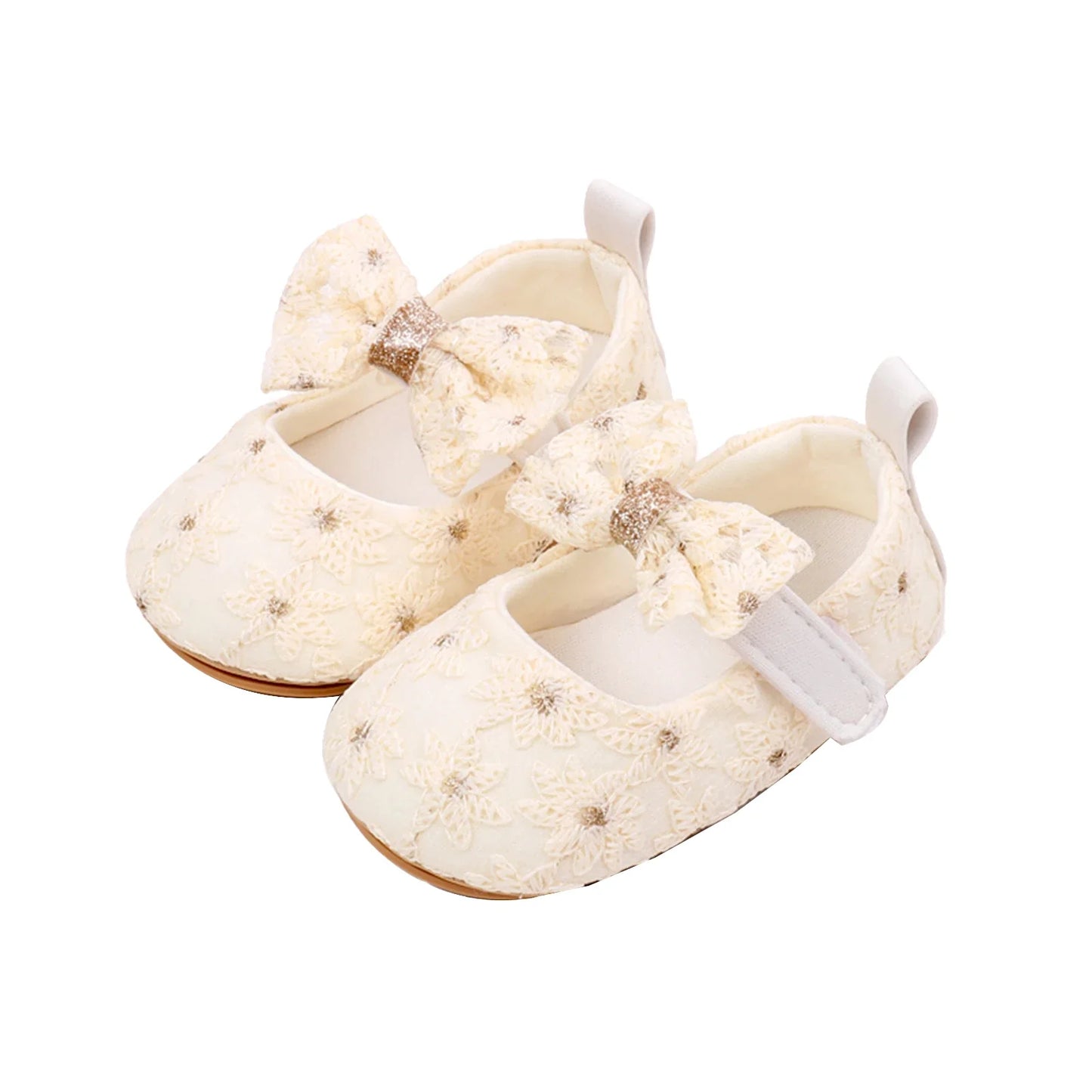 Newborn Baby Girls Mary Jane Flats Cute Bowknot Wedding Dress Shoes Non-Slip First Walkers Embroidery Flower Soft Shoes