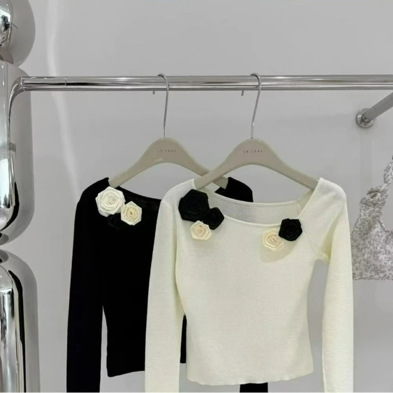 The 2026 Autumn A Niche Off-the-shoulder Knitted Base Layer for Women Paired Unique Sexy Off-the-shoulder One-shoulder Top From