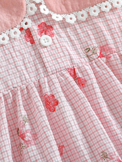 Dresses For Girl Summer Sleeveess Square Collar Print Floral children's Dress Fashion Streetwear Costume