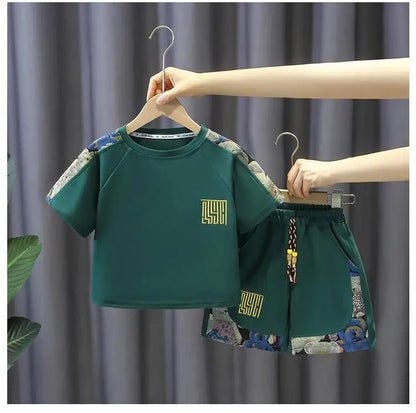 Summer Baby Boy Clothes Set Children Girls Fashion Bear Printed T-shirts and Shorts 2pcs Suit Kid Casual Top Bottom Outfiots