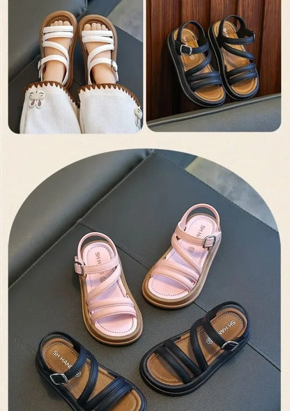 1-10Y Baby Girls Sandals Summer Children's New Cool Fashion Princess Cute Versatile Shoes for Students Flat Sandal Casual Shoe