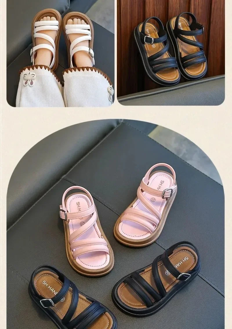 1-10Y Baby Girls Sandals Summer Children's New Cool Fashion Princess Cute Versatile Shoes for Students Flat Sandal Casual Shoe
