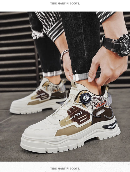 Men's Casual Outdoor Boots Fall Breathable Trendy Versatile Leisure Knob Board Shoes Anti-slip Riding Fashion Sneakers